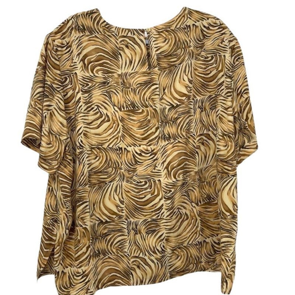 ASHLEY STEWART ZEBRA PRINT BLOCK DESIGN SHORT SLEEVE SIZE 24W